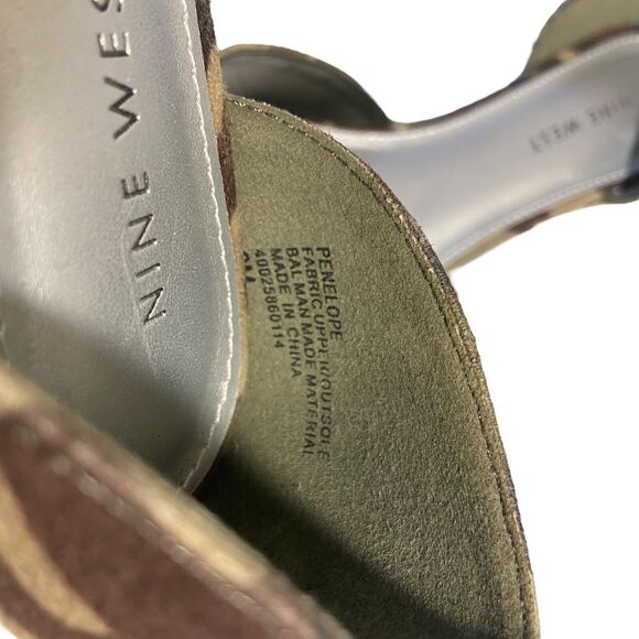 Women’s 6 M Nine West Penelope Camouflage Peep-Toe Open Toe Ballet Flats Suede - Picture 4 of 9